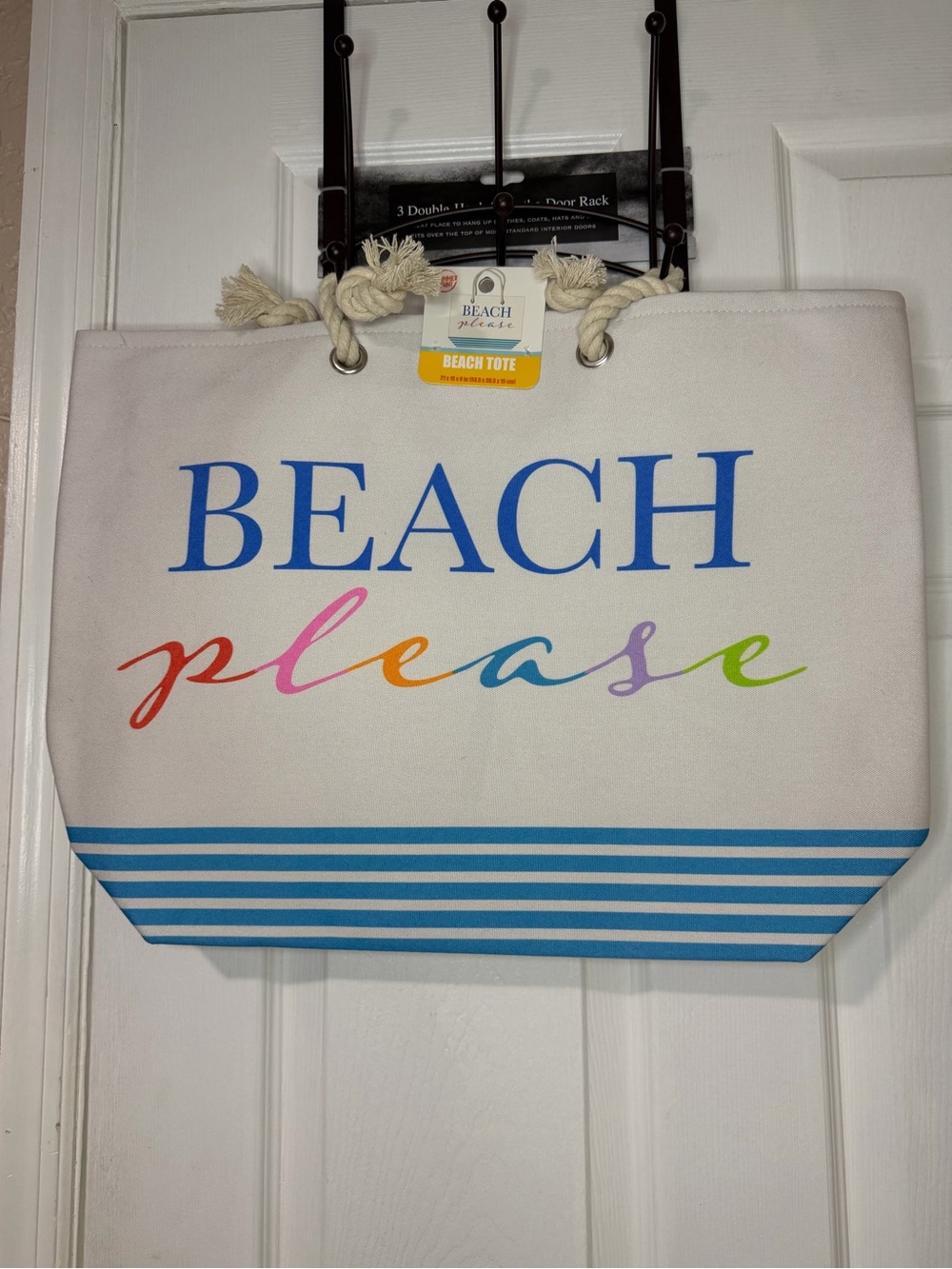 Beach Please Canvas Tote Bag - Multicolor
